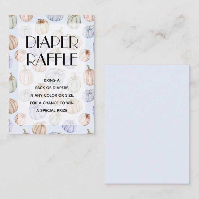 Carte D'accompagnement Citrouille Bleu Petit Bébé Déchets Raffle (Devant / Derrière)