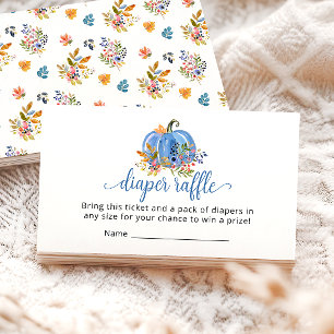 Carte D'accompagnement Citrouille bleu tombole Baby shower d'automne  de 