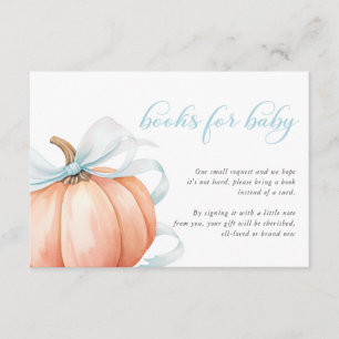 Carte D'accompagnement Citrouille Blue Bow Baby shower Livres pour bébé