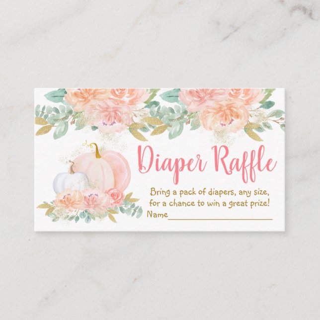 Carte D'accompagnement Citrouille Blush Baby shower floral Déchets (Devant)