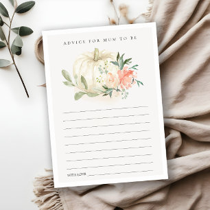 Carte D'accompagnement Citrouille Blush Floral Conseils pour le Baby show