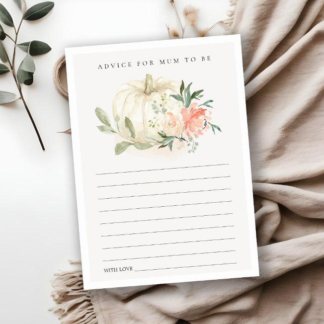 Carte D'accompagnement Citrouille Blush Floral Conseils pour le Baby show (Créateur téléchargé)