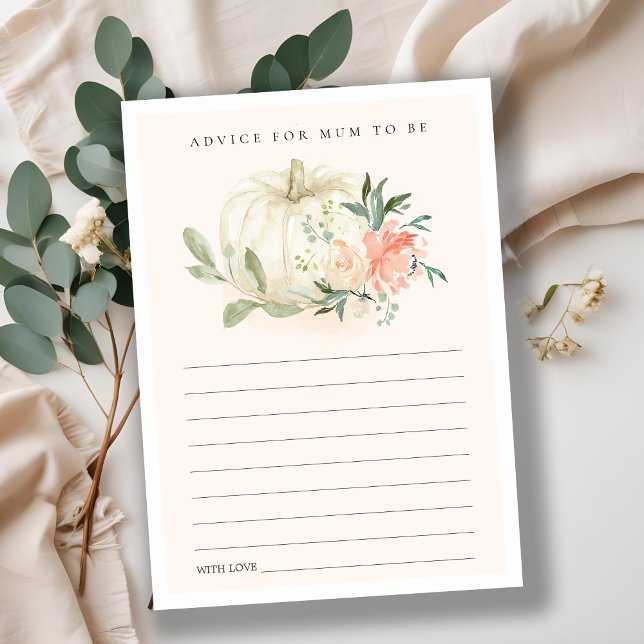 Carte D'accompagnement Citrouille Blush Floral Conseils pour le Baby show (Créateur téléchargé)