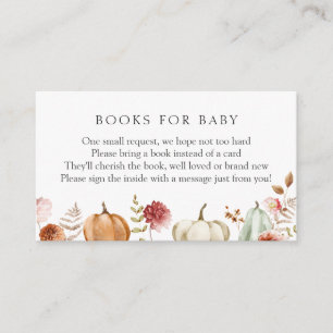 Carte D'accompagnement Citrouille Bourgogne Floral Livres pour bébé
