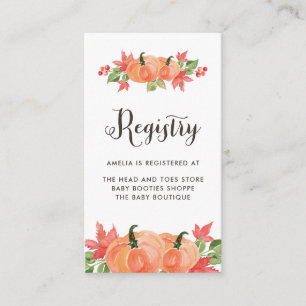 Carte D'accompagnement Citrouille d'aquarelle et registre des bébés Feuil