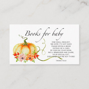 Carte D'accompagnement Citrouille d'aquarelle livres de automne pour le b