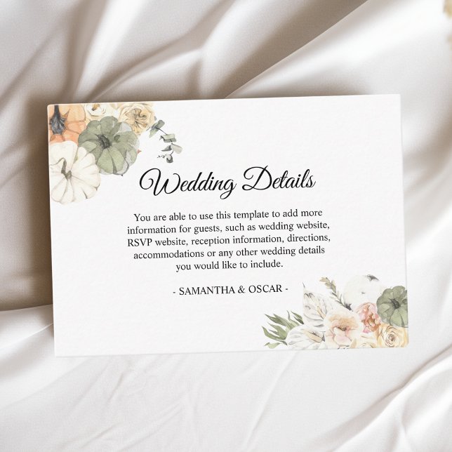 Carte D'accompagnement Citrouille d'aquarelle Russe Mariage de automne (Créateur téléchargé)