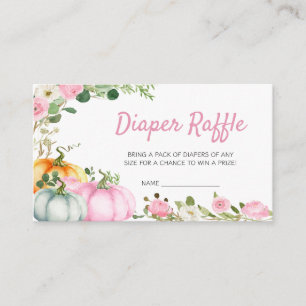 Carte D'accompagnement Citrouille de chute rose Baby shower Déchets Raffl