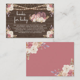 Carte D'accompagnement Citrouille en bois fleurie rose poussiéreux Demand