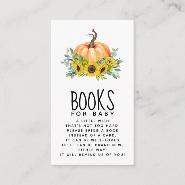 Carte D'accompagnement Citrouille Fall Baby showers Livres pour bébé (Devant)