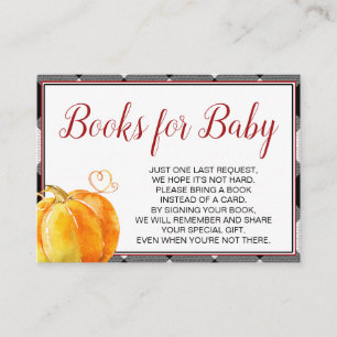 Carte D'accompagnement Citrouille Fall Baby showers Livres pour bébé
