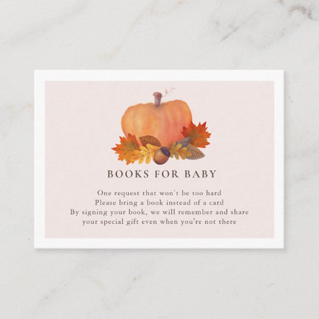 Carte D'accompagnement Citrouille Feuilles d'automne Blush Rose Livres po (Devant)