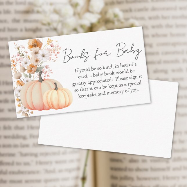 Carte D'accompagnement Citrouille Fleur sauvage Baby shower Livres Pour B (Pumpkin Wildflower Baby Shower Books For Baby Enclosure Card)