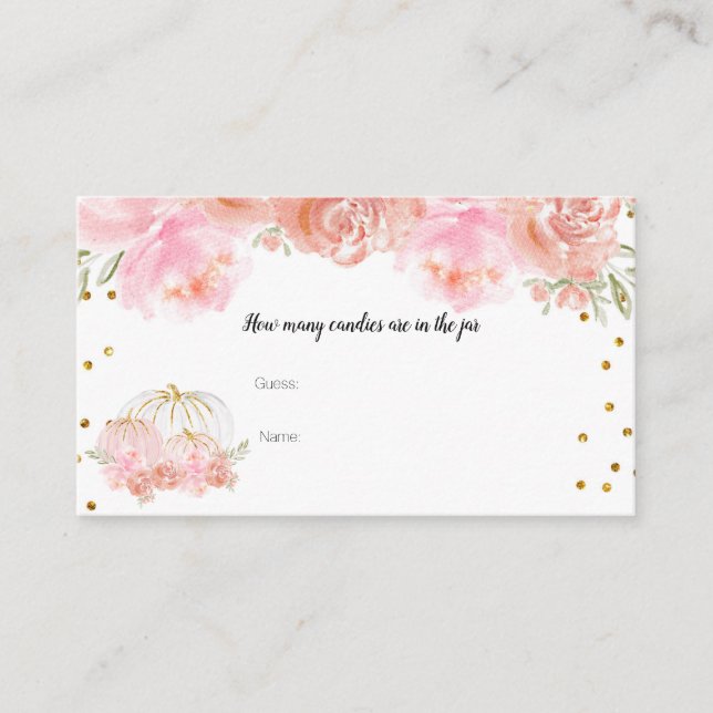 Carte D'accompagnement Citrouille Floral Combien de bonbons dans le bocal (Devant)