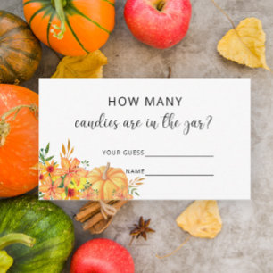 Carte D'accompagnement Citrouille floral devine combien de bonbons