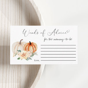 Carte D'accompagnement Citrouille Floral Mots De Conseil Baby shower