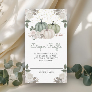 Carte D'accompagnement Citrouille Florale Vert Sauge Automne Tirage au So