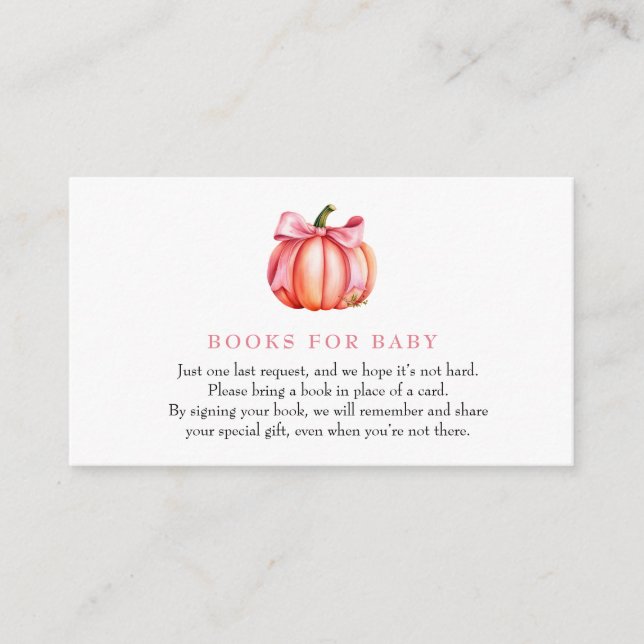 Carte D'accompagnement Citrouille rose | Baby shower d'automne | Demande  (Devant)
