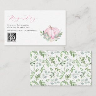 Carte D'accompagnement Citrouille rose Baby shower d'automne QR Code regi