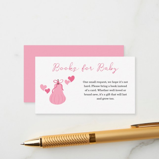 Carte D'accompagnement Citrouille rose Bow Girl Baby shower Livres Pour B (Devant/Arrière en situation)