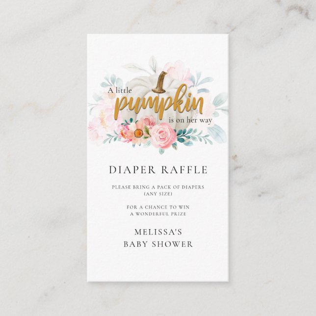 Carte D'accompagnement Citrouille rose Fille Baby shower Déchets Raffle (Devant)