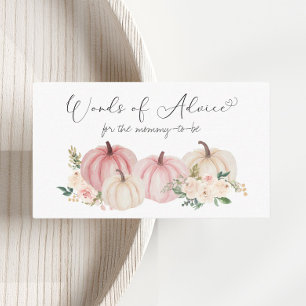 Carte D'accompagnement Citrouille Rose Floral Mots De Conseil Baby shower