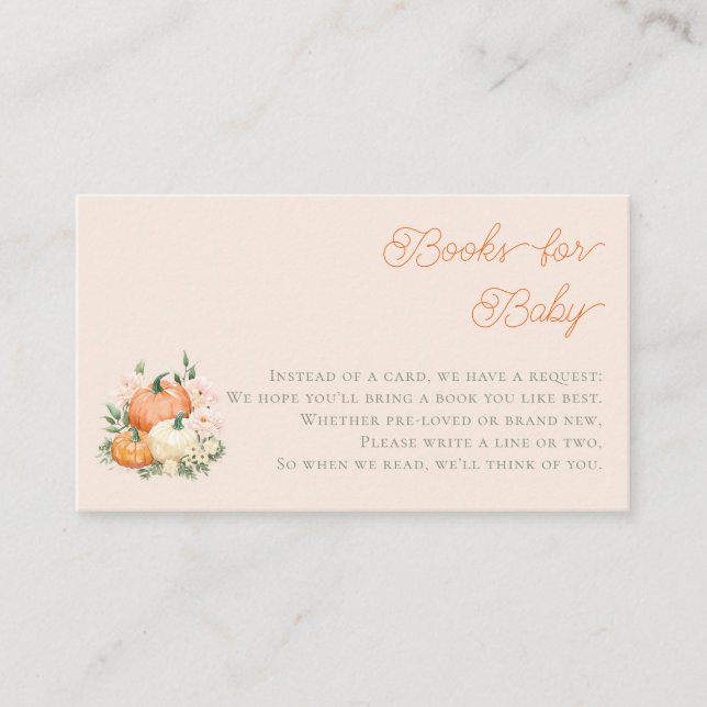 Carte D'accompagnement Citrouilles Whimsical et livres roses pour bébé (Devant)
