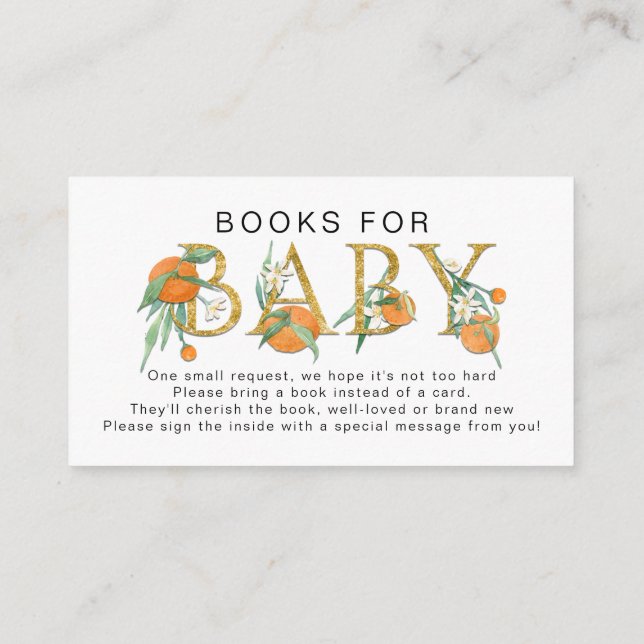 Carte D'accompagnement Citrus A Little Cutie Aquarelle Oranges Douche E (Dos)