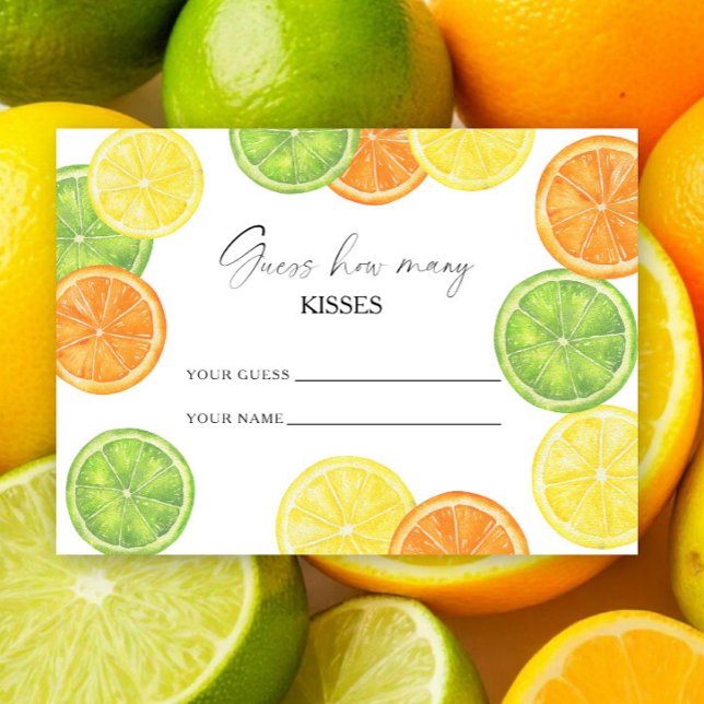 Carte D'accompagnement Citrus - devine combien de baisers jeu de mariage (Créateur téléchargé)