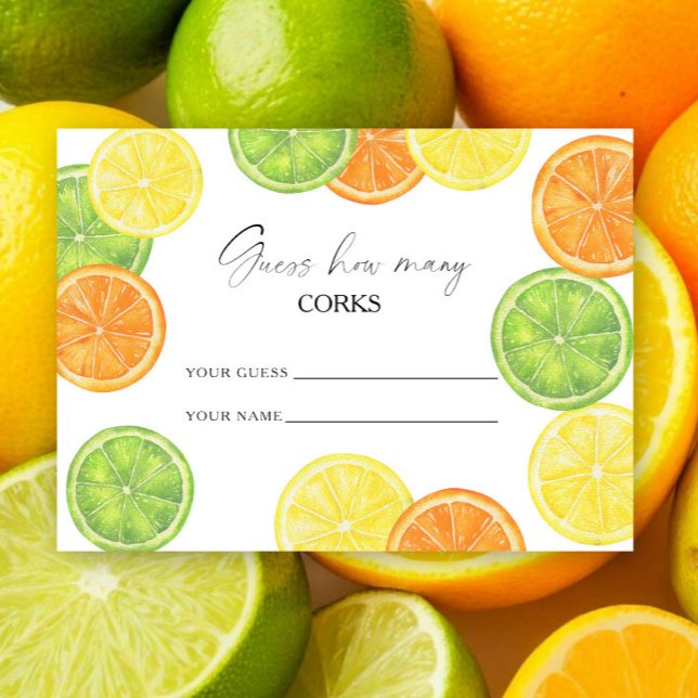 Carte D'accompagnement Citrus - devinez combien de bouchons jeu de mariag (Créateur téléchargé)