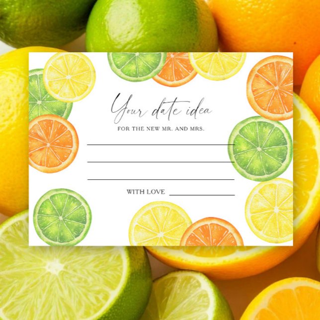 Carte D'accompagnement Citrus - Idées de soirée en amoureux \ Pot de rend (Créateur téléchargé)