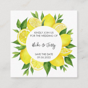 Carte D'accompagnement Citrus jaune Tropical Citrus Monogram Mariage