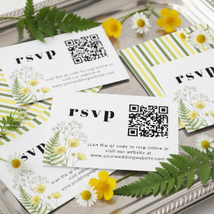 Carte D'accompagnement Citrus Moderne Fleur Sauvage Rayure QR RSVP