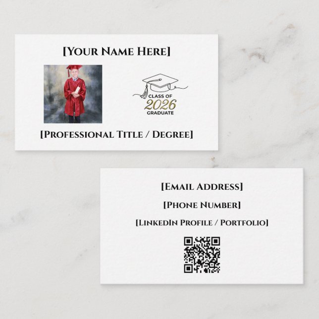 Carte D'accompagnement Class of 2026 / Tarjeta de Presentación con QR (Devant / Derrière)