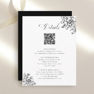 Carte D'accompagnement Classic Bloom Garden Black & White Détails du Mari