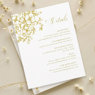 Carte D'accompagnement Classic Bloom Garden Gold Détails du Mariage