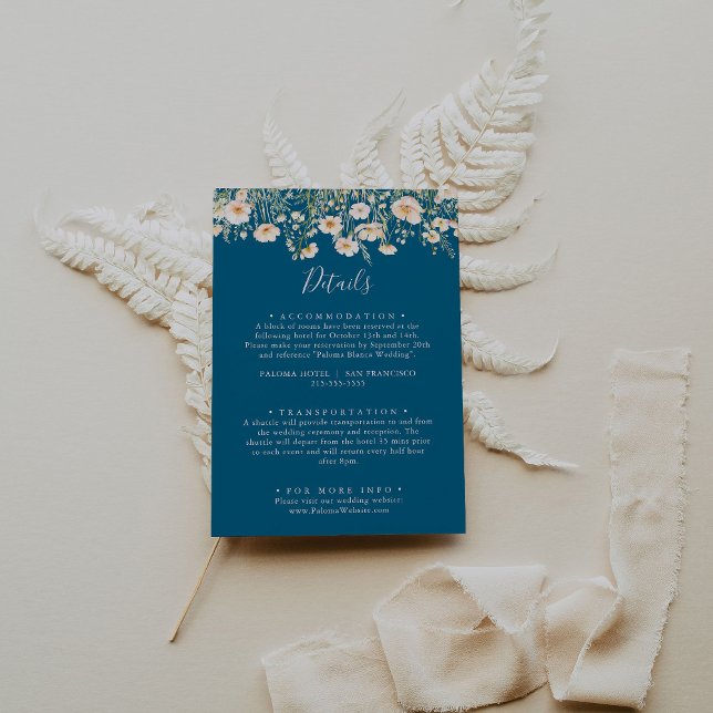 Carte D'accompagnement Classic Boho Blush Fleur sauvage Blue Détails du M (Créateur téléchargé)