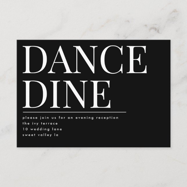 Carte D'accompagnement Classic Bold Big Monogram DINE DANCE Réception (Devant)