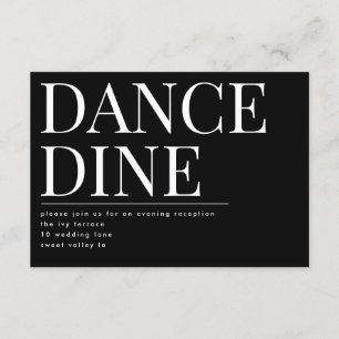 Carte D'accompagnement Classic Bold Big Monogram DINE DANCE Réception