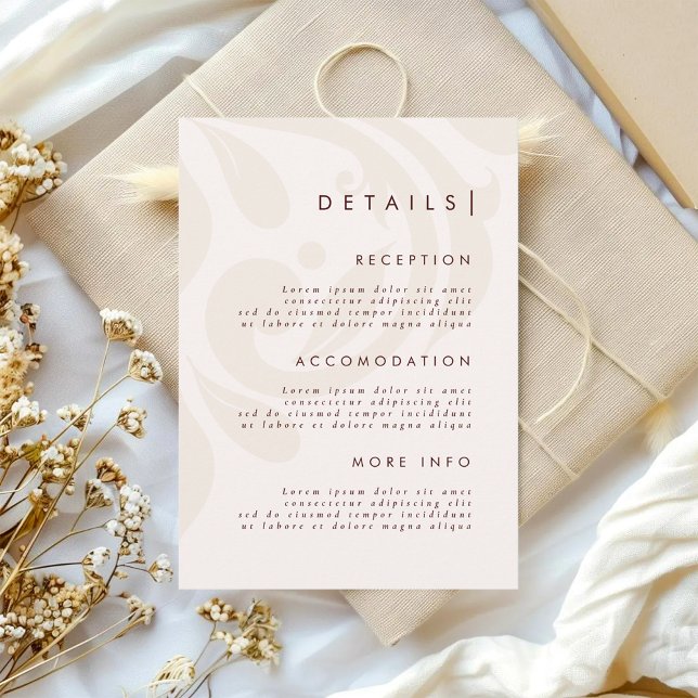 Carte D'accompagnement Classic Chic Cream Burgundy Damask Wedding Details (Créateur téléchargé)