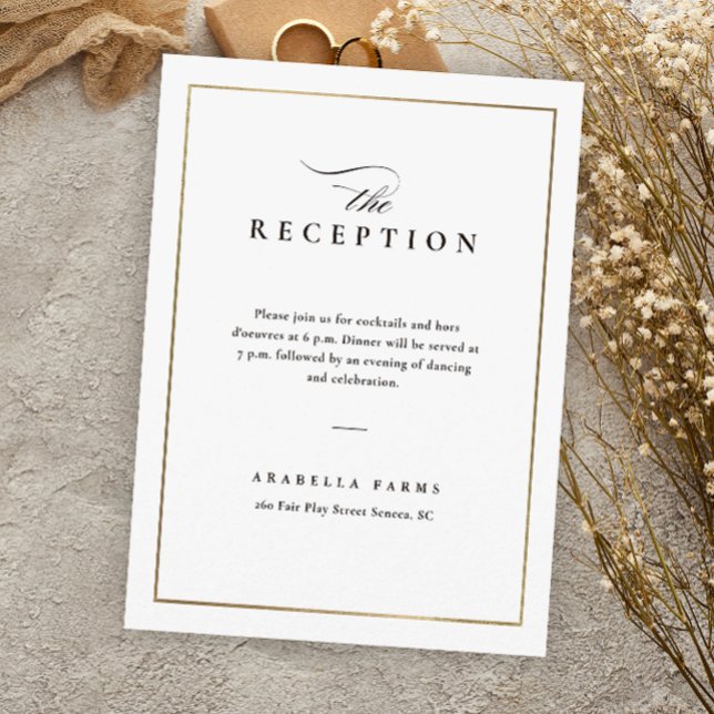 Carte D'accompagnement Classic Elegant Black and White Wedding Reception (Créateur téléchargé)