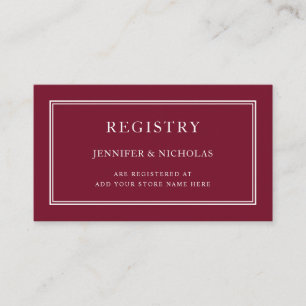Carte D'accompagnement Classic Elegant Formal Burgundy Registre Mariage