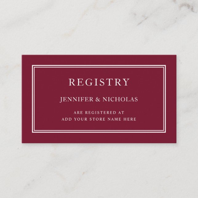 Carte D'accompagnement Classic Elegant Formal Burgundy Registre Mariage (Devant)