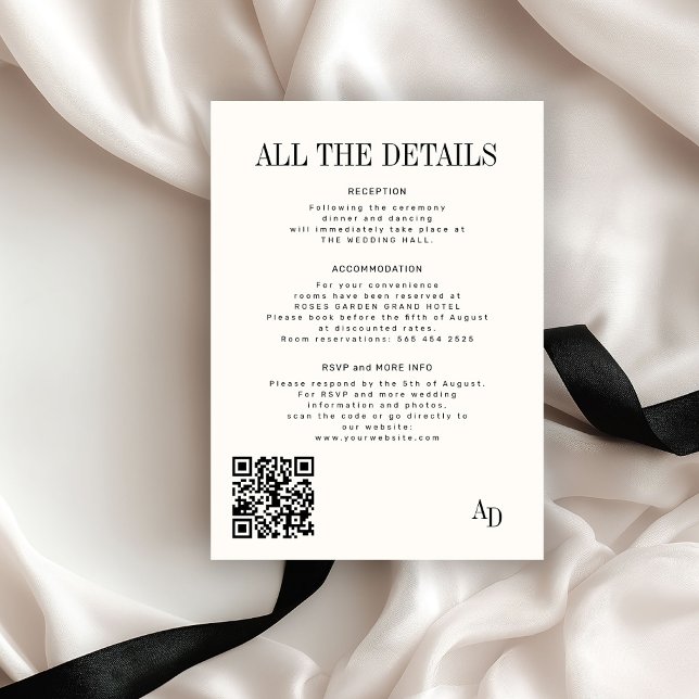 Carte D'accompagnement Classic elegant ivory old money wedding details (Créateur téléchargé)