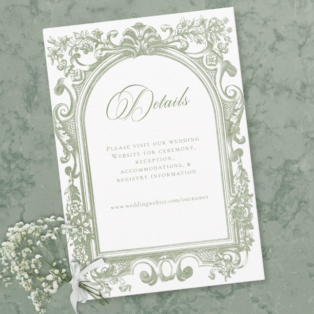 Carte D'accompagnement Classic Elegant Sage Arch Floral Frame Wedding (Classic Elegant Sage Arch Floral Frame Wedding Enclosure Card)