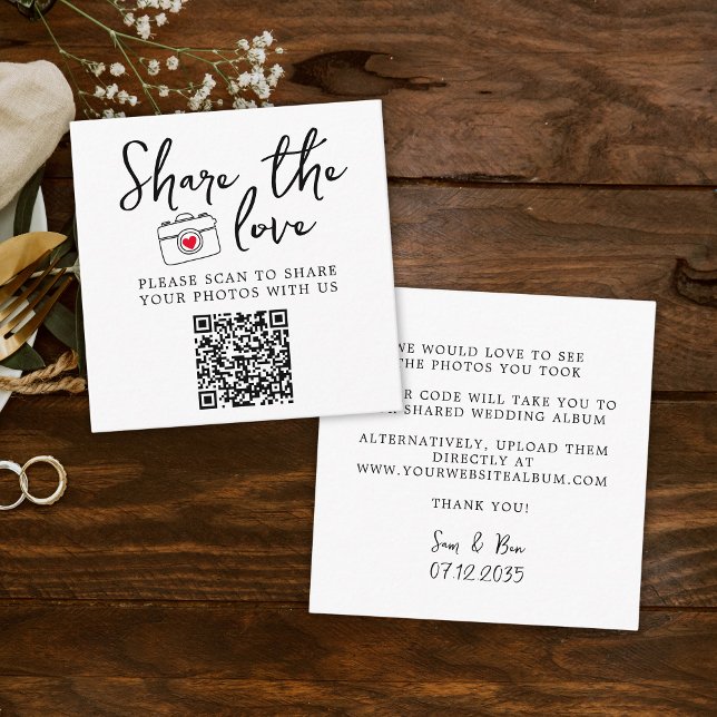 Carte D'accompagnement Classic Elegant Share The Love QR Code (Classic Elegant Share The Love QR Code Enclosure Card
)
