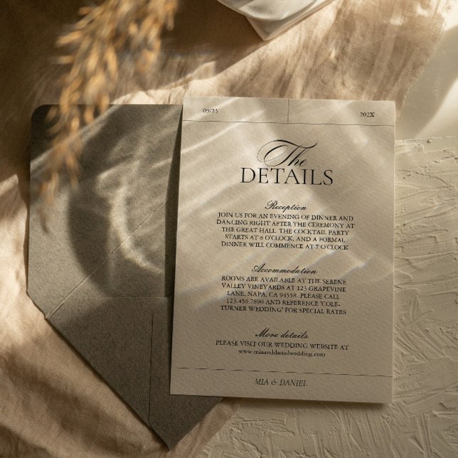 Carte D'accompagnement Classic Elegant Vintage Étiquette Détails Mariage (Créateur téléchargé)