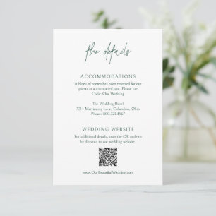 Carte D'accompagnement Classic Forest Green QR Code Mariage élégant