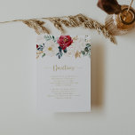 Carte D'accompagnement Classic Gold Burgundy White Mariage Directions<br><div class="desc">Cette carte d'enceinte classique à mariage blanc bordeaux doré est parfaite pour un mariage rustique. Le design se compose de fleurs blanches,  bordeaux et dorées et de baies au feuillage vert disposées en bouquets élégants.</div>