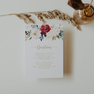 Carte D'accompagnement Classic Gold Burgundy White Mariage Directions